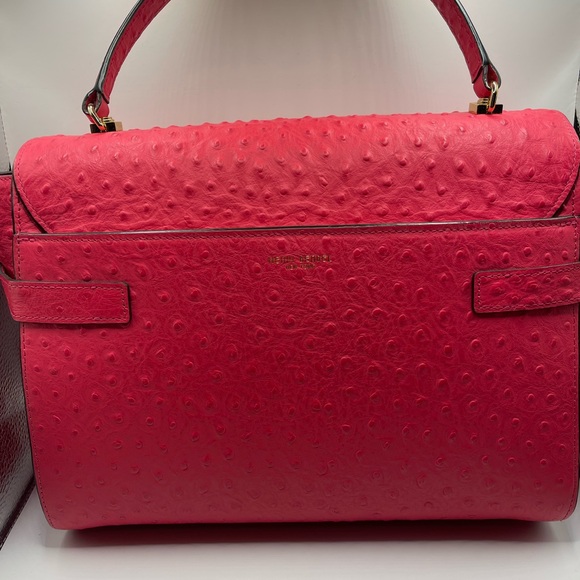 Henri Bendel Pink Ostrich-Embossed Satchel with Duster Bag - Picture 2 of 3